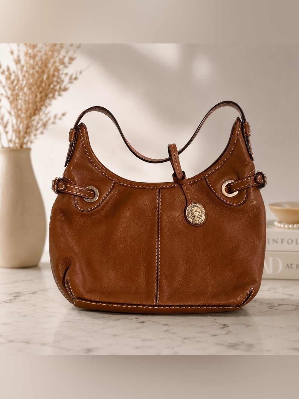 Michael Kors | Brown Leather Shoulder Bag | NWOT, 12 inches Across